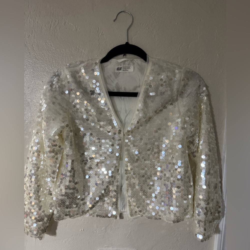 H&M beige girls sequin top beige